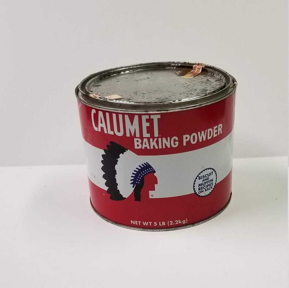 Vintage Calumet Baking Powder Tin 5 Lb Canister Antique Kitchen Farmhouse Decor